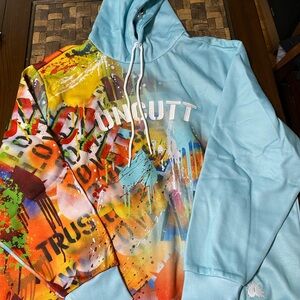 Tango Hotel UNCUTT x Men's Too Many Humans Embroidered Graffiti-Print Hoodie 2XL